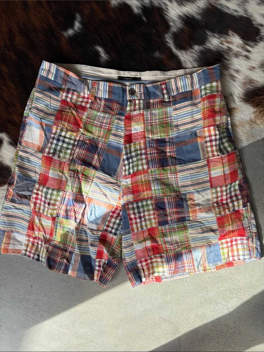J. Crew Men's Multi-Color Patchwork Madras Shorts